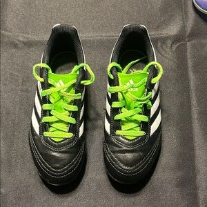 Adidas Kids Black and Neon Green soccer cleats